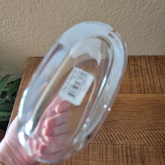 Vintage Mikasa Crystal Vase Oval 5.5 Inch Etched Bird of Paradise Floral Design - Picture 8 of 10